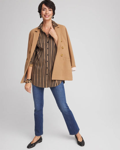 Chico's Women | No Iron™ Stripe Tunic CAMEL/BLACK
