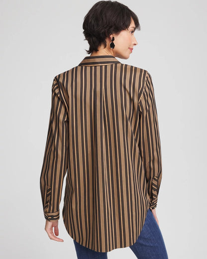 Chico's Women | No Iron™ Stripe Tunic CAMEL/BLACK