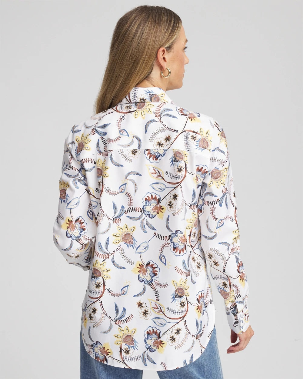 Chico's Women | No Iron™ Long-Sleeved Floral Shirt OPTIC WHITE