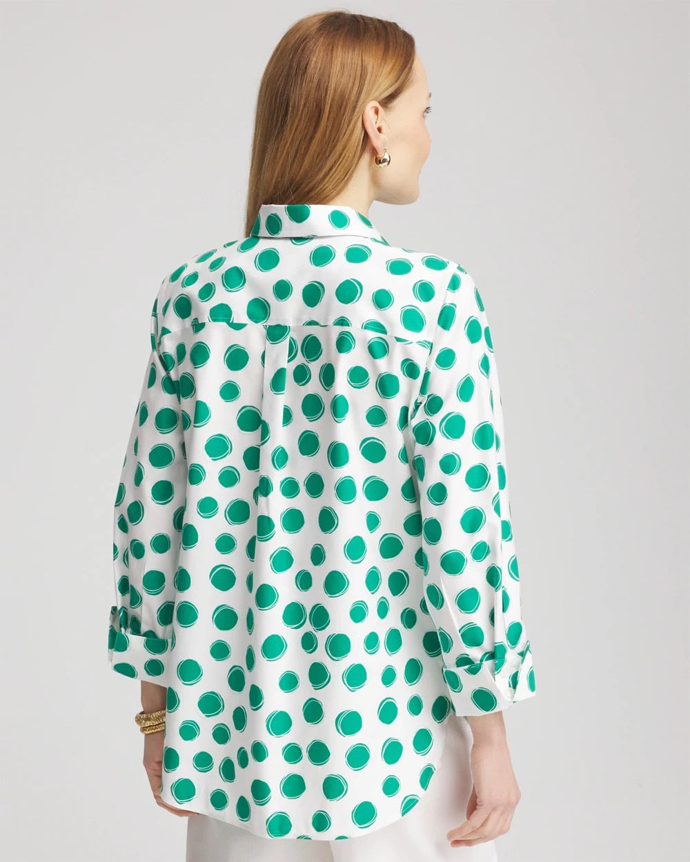 Chico's Women | No Iron™ Polka-Dot Sateen Shirt EDEN GREEN