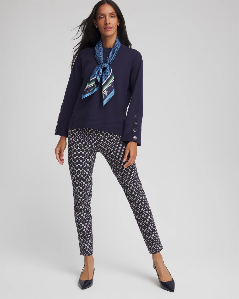Chico's Women | Brigitte™ Chain Connection Slim Ankle Pants PASSPORT BLUE