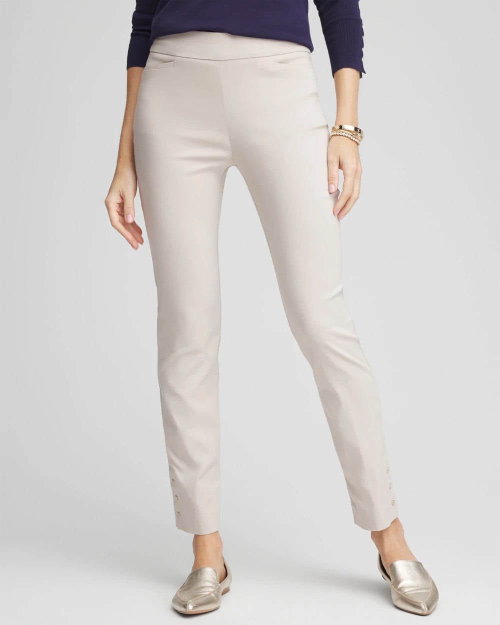 Chico's Women | Brigitte™ Pull-On Slim Rivet Ankle Pants SMOKEY TAUPE