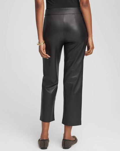 Chico's Women | Faux Leather Brigitte™ Pull-On Cropped Pants BLACK