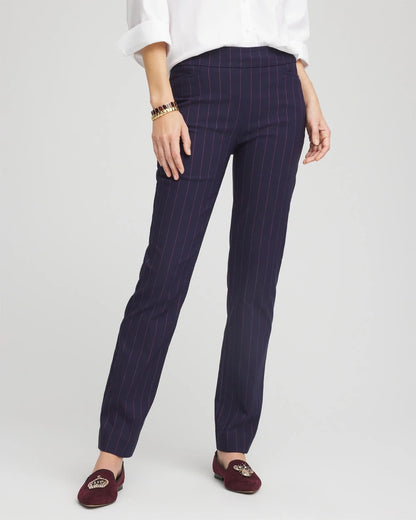 Chico's Women | Shadow Stripe Brigitte™ Slim Pull-On Pants PASSPORT BLUE