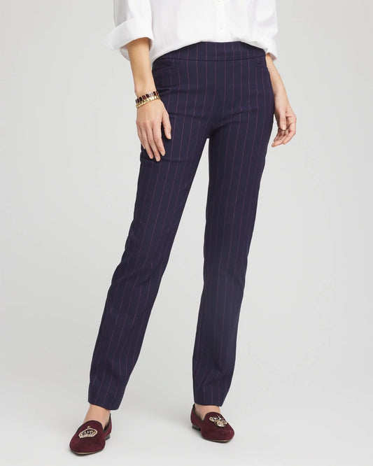 Chico's Women | Shadow Stripe Brigitte™ Slim Pull-On Pants PASSPORT BLUE