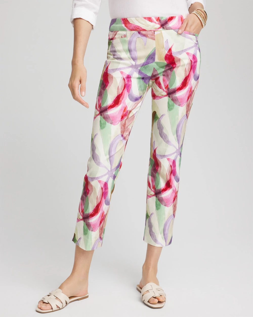 Chico's Women | Brigitte™ Slub Slim Cropped Pants ECRU