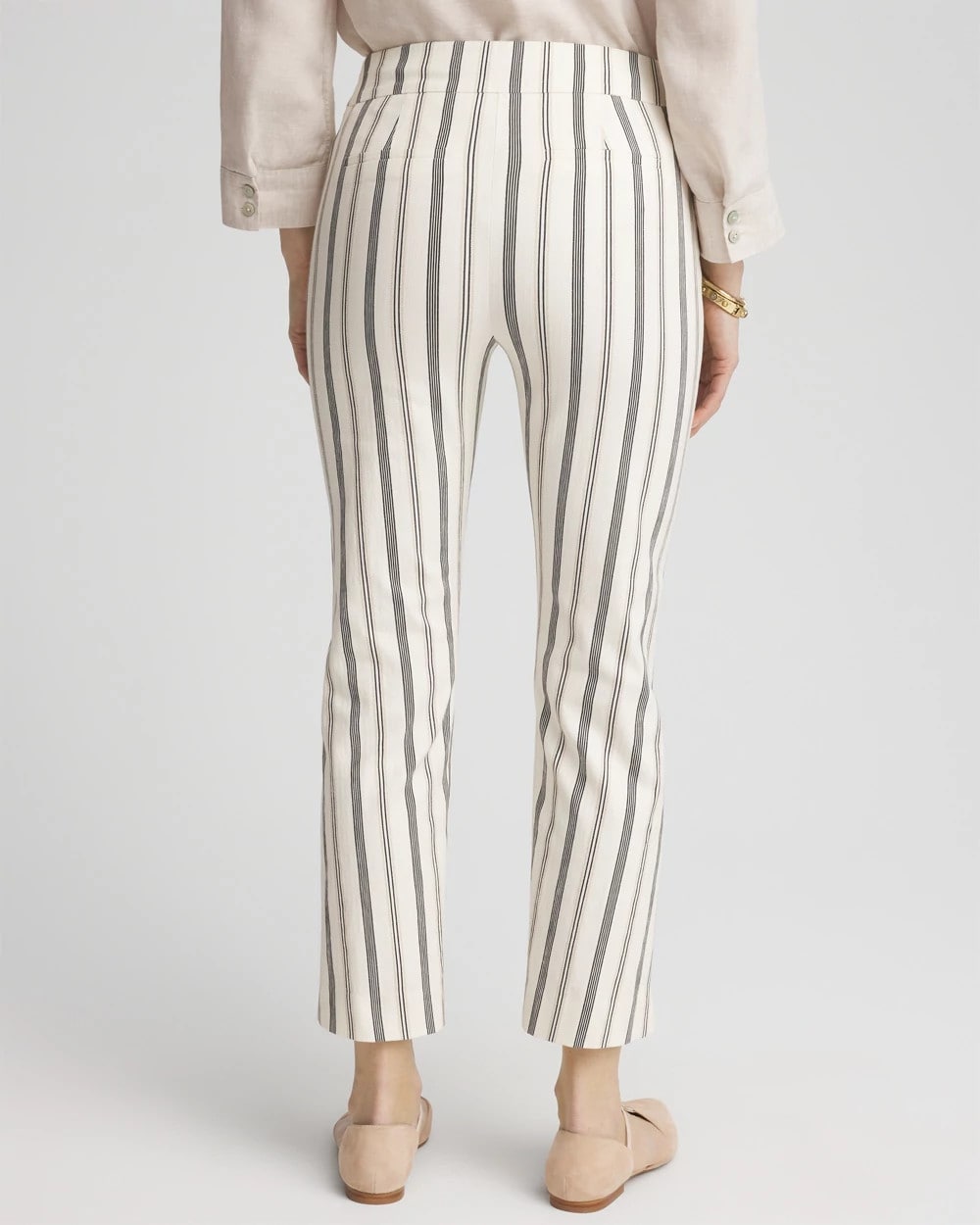 Chico's Women | Brigitte™ Slub Striped Cropped Pants ECRU