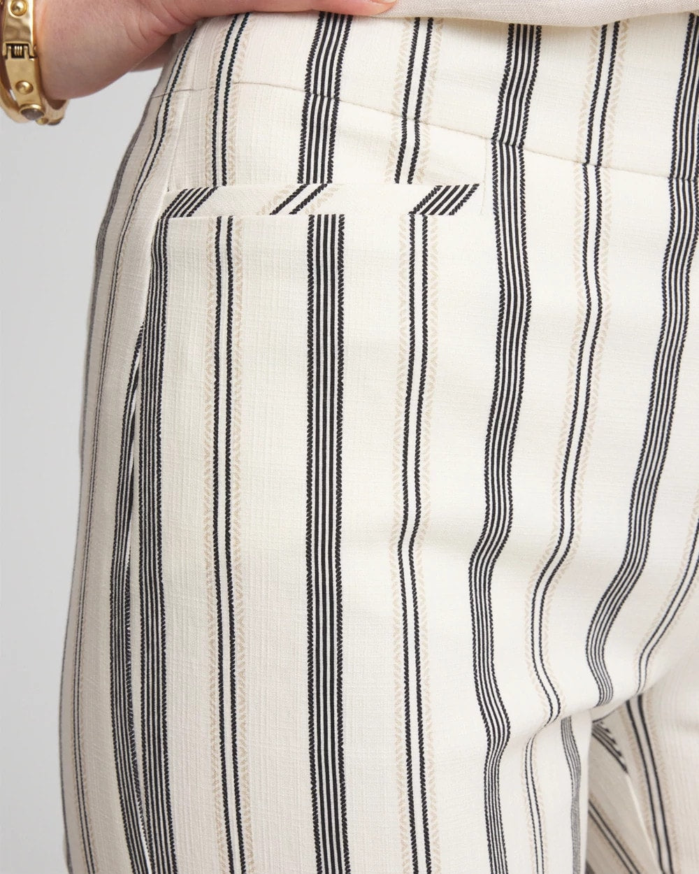 Chico's Women | Brigitte™ Slub Striped Cropped Pants ECRU