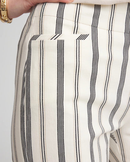 Chico's Women | Brigitte™ Slub Striped Cropped Pants ECRU