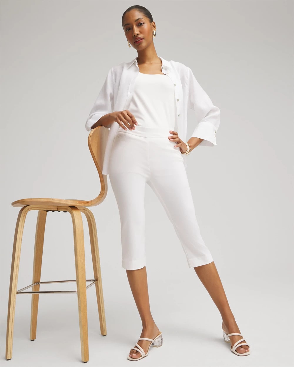 Chico's Women | Brigitte™ Pull-On Rivet Slim Capris ALABASTER