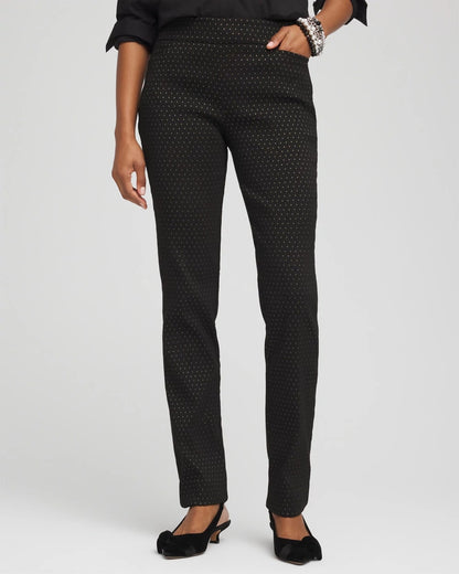 Chico's Women | Brigitte™ Slim Full-Length Jacquard Pants BLACK