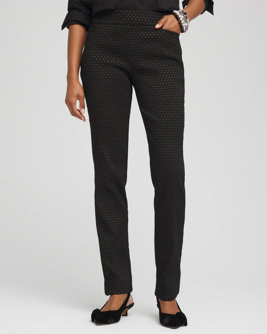 Chico's Women | Brigitte™ Slim Full-Length Jacquard Pants BLACK