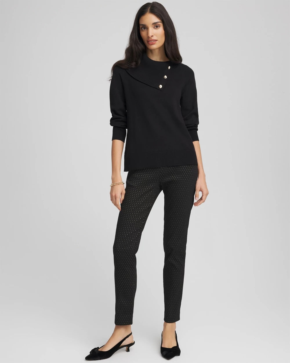 Chico's Women | Brigitte™ Slim Ankle Jacquard Pants BLACK