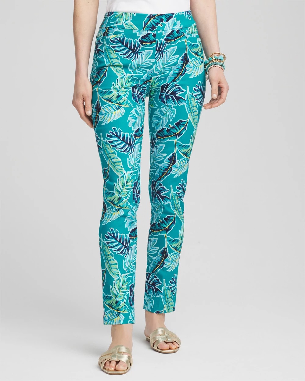 Chico's Women | Brigitte™ Tropical Pull-On Ankle Pants SEASPRAY