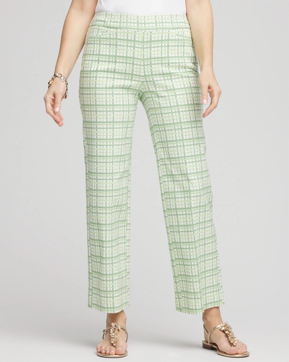 Chico's Women | Brigitte™ Wide Leg Plaid Cropped Pants MOROCCAN MINT
