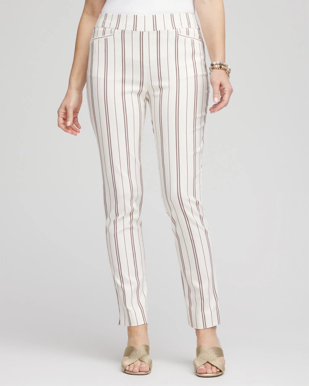 Chico's Women | Brigitte™ Striped Ankle Pants ALABASTER