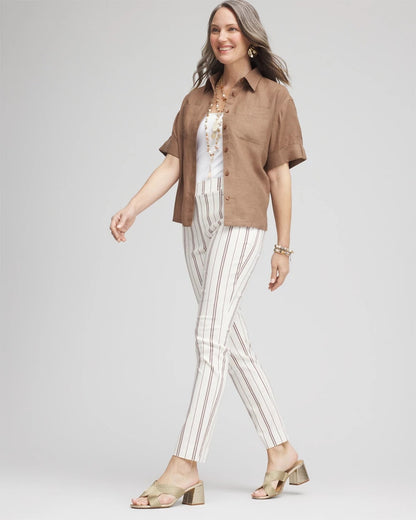 Chico's Women | Brigitte™ Striped Ankle Pants ALABASTER