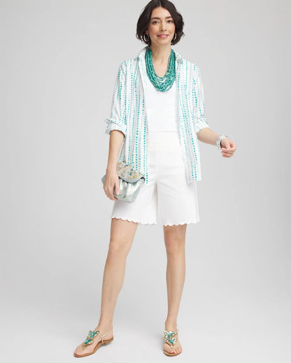 Chico's Women | Brigitte™ Pull-On Scallop-Hem Shorts ALABASTER