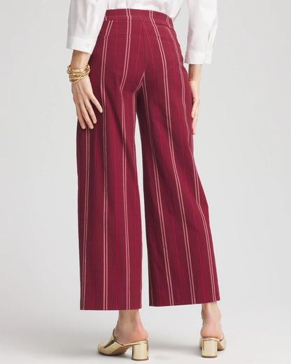 Chico's Women | Brigitte™ Striped Slub Wide-Leg Cropped Pants BLACKCURRANT