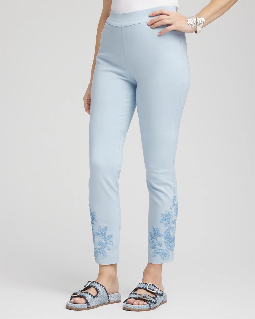 Chico's Women | Brigitte™ Embroidered Ankle Pants CRYSTAL SPRINGS