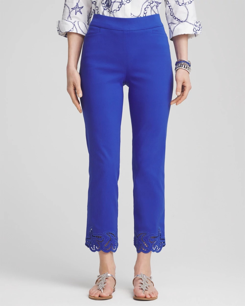 Chico's Women | Brigitte™ Pull-On Cutwork Cropped Pants RICH COBALT