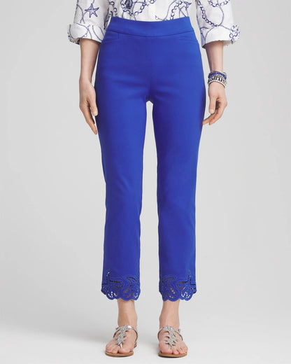 Chico's Women | Brigitte™ Pull-On Cutwork Cropped Pants RICH COBALT