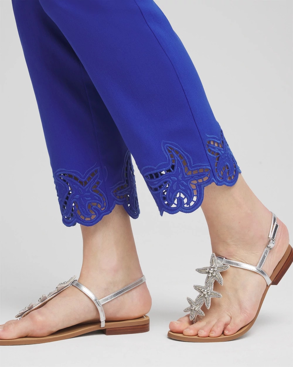Chico's Women | Brigitte™ Pull-On Cutwork Cropped Pants RICH COBALT