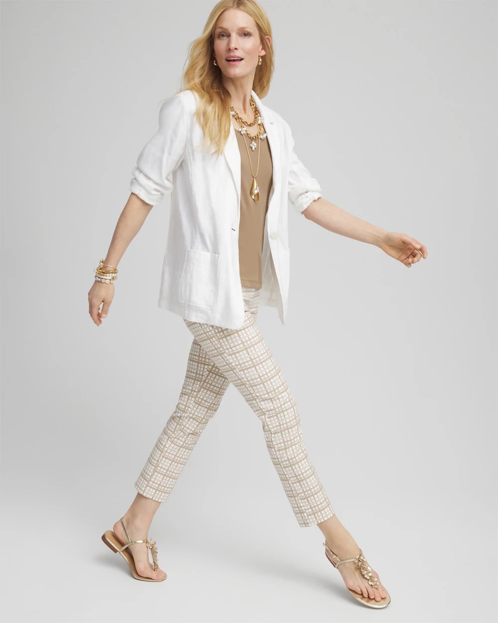 Chico's Women | Brigitte™ Plaid Cropped Pants ALABASTER