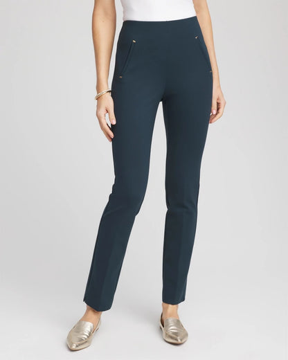 Chico's Women | Juliet Slim Trim Detail Ankle Pants TEAL SHADOW