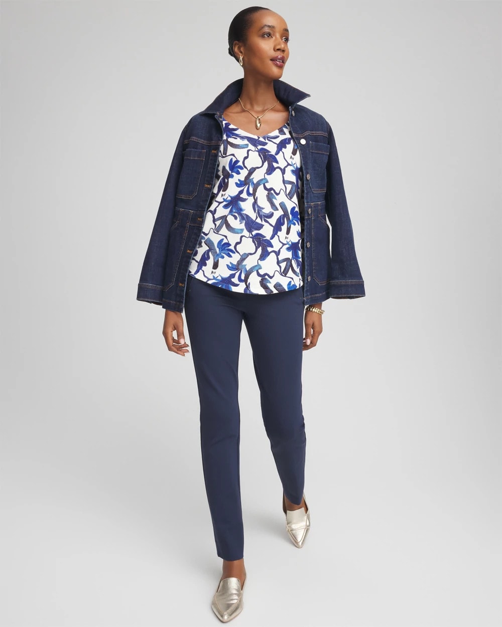 Chico's Women | Juliet Slim Trim Detail Ankle Pants PASSPORT BLUE