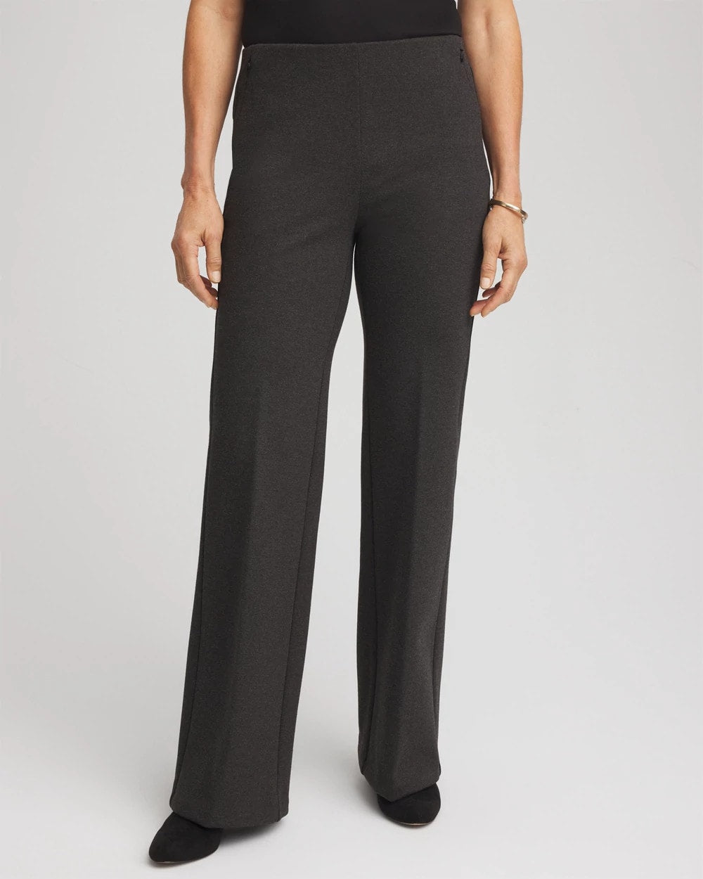 Chico's Women | Juliet Wide Full-Length Ponte Pants GRAPHITE HEATHER GRAY