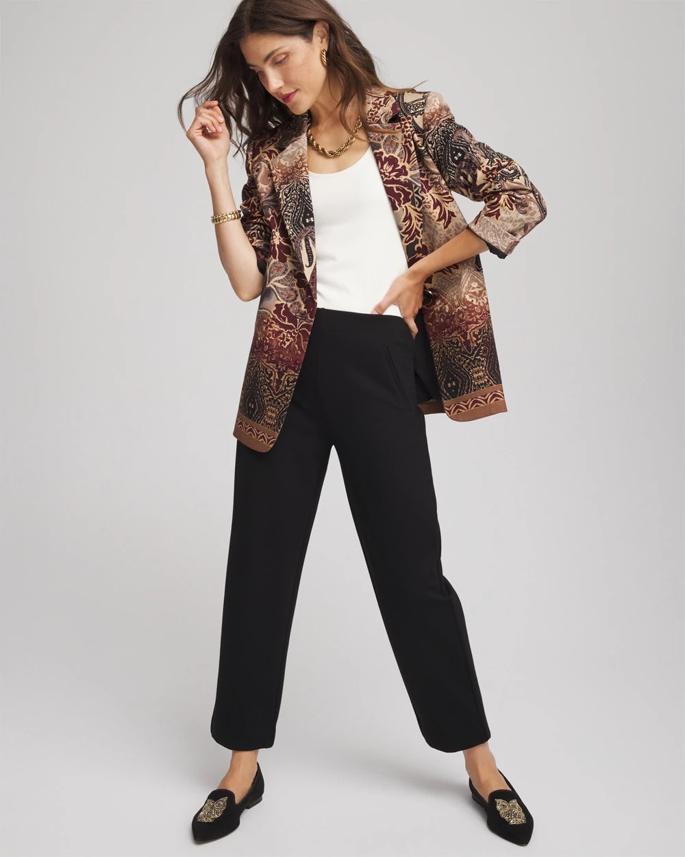 Chico's Women | Juliet Relaxed Tapered Ankle Pants BLACK