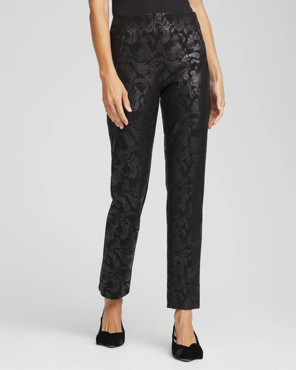 Chico's Women | Juliet Black Foiled  Slim Ankle Pants BLACK