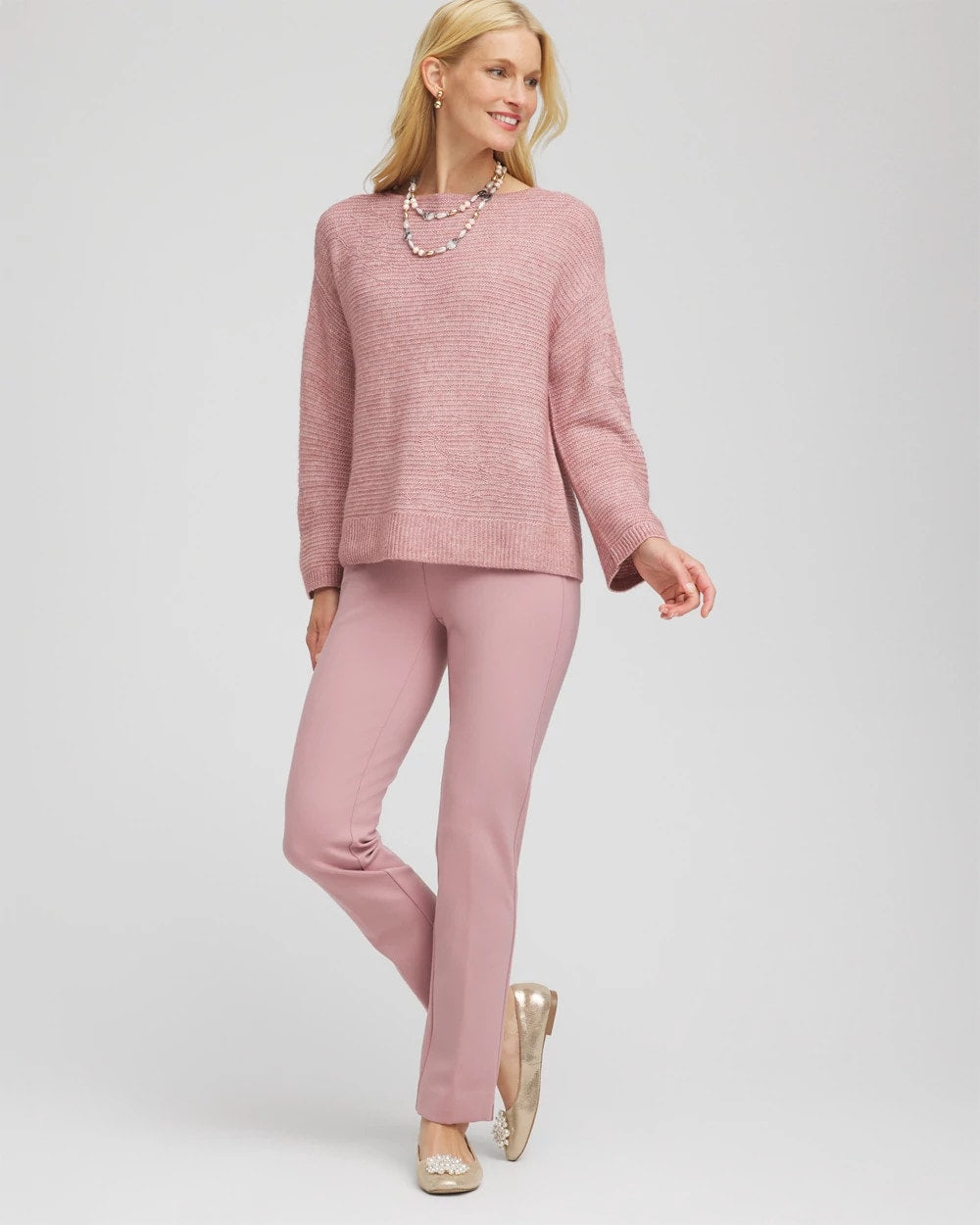 Chico's Women | Juliet Slim Trim Detail Ankle Pants DUSTY ROSE