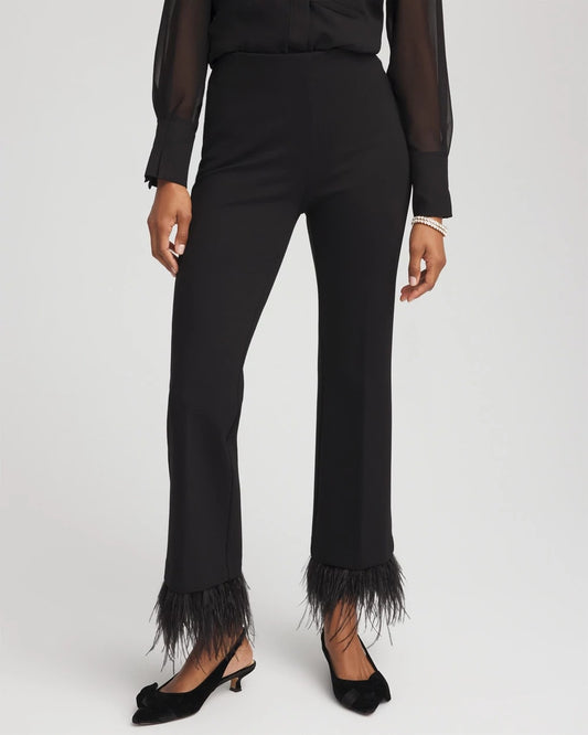 Chico's Women | Juliet Feathered Flared Cropped Pants BLACK