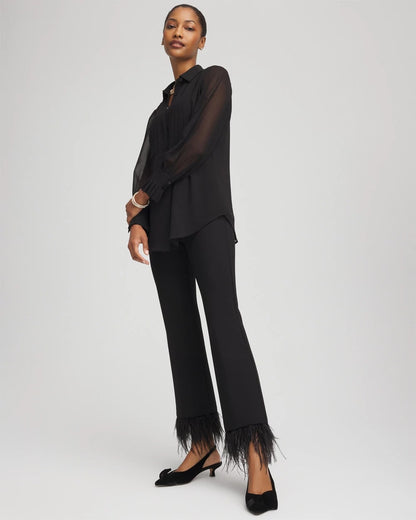 Chico's Women | Juliet Feathered Flared Cropped Pants BLACK