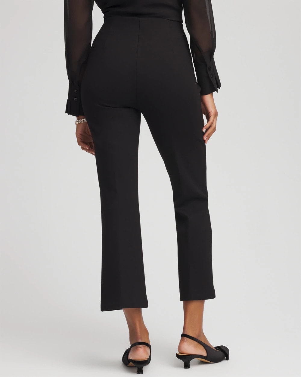 Chico's Women | Juliet Feathered Flared Cropped Pants BLACK