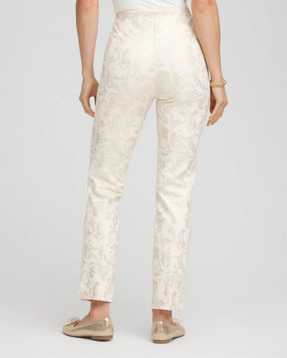 Chico's Women | Juliet Golden Foiled Slim Ankle Pants ENGLISH CREAM