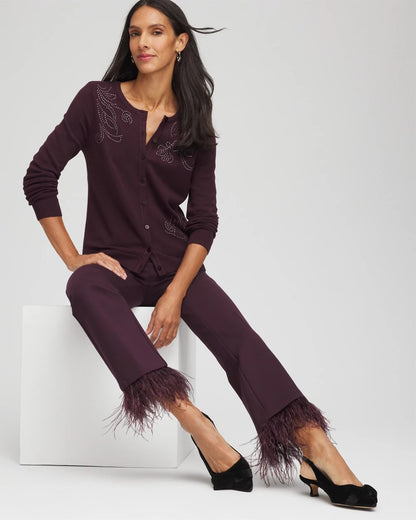 Chico's Women | Juliet Feathered Flared Cropped Pants NIGHT BLOOM