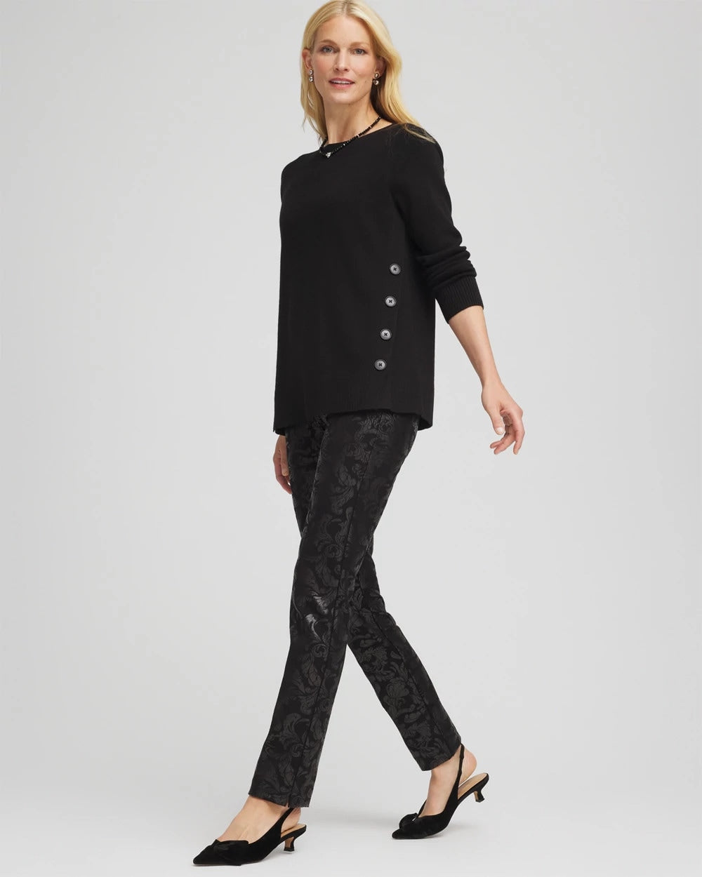 Chico's Women | Juliet Foiled Slim Ponte Pants BLACK