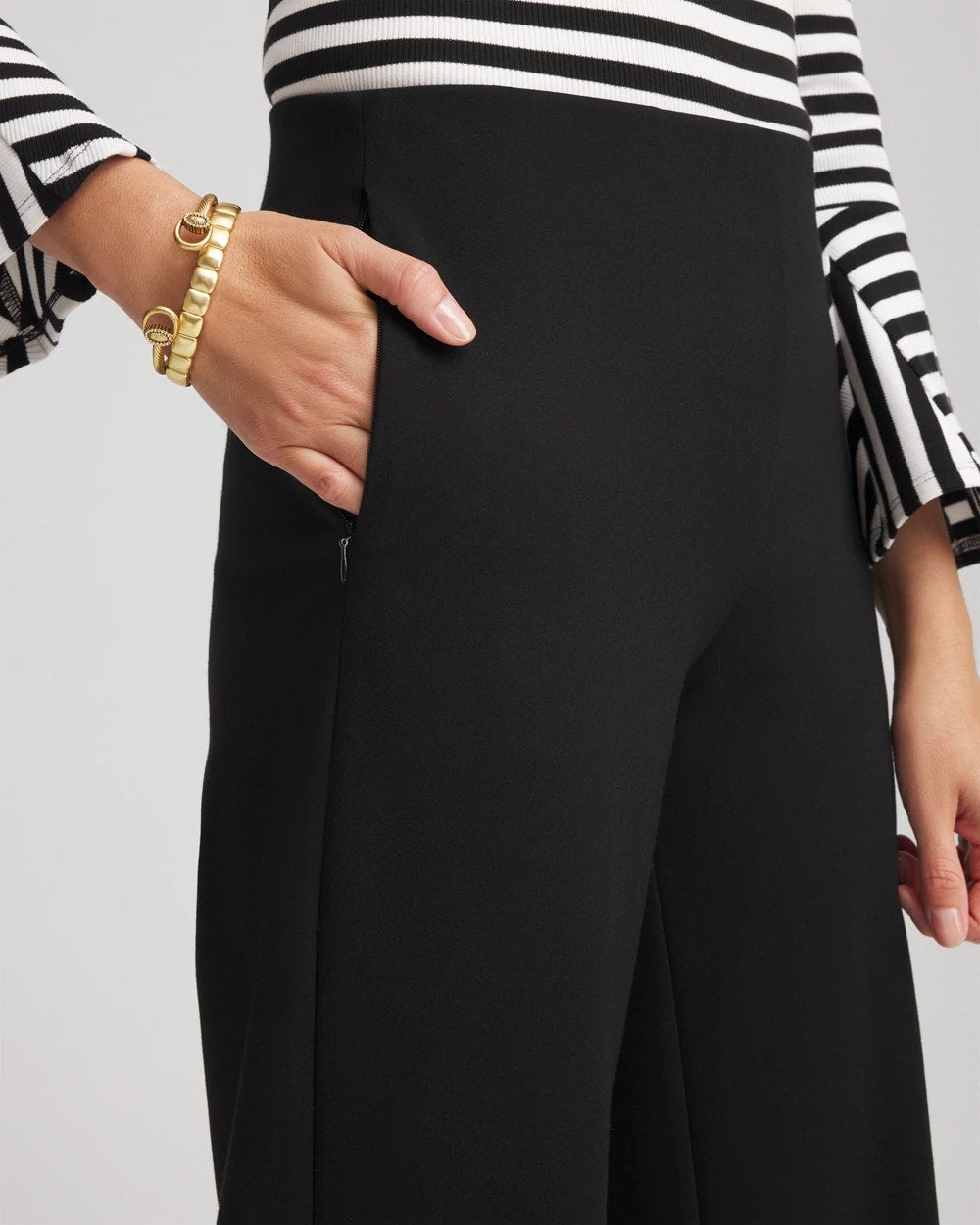 Chico's Women | Juliet Slim Wide-Leg Cropped Pants BLACK