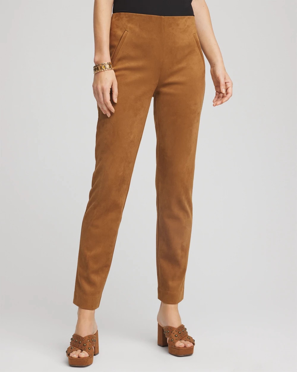 Chico's Women | Faux Suede Juliet Slim Ankle Pants BURNT SIENNA