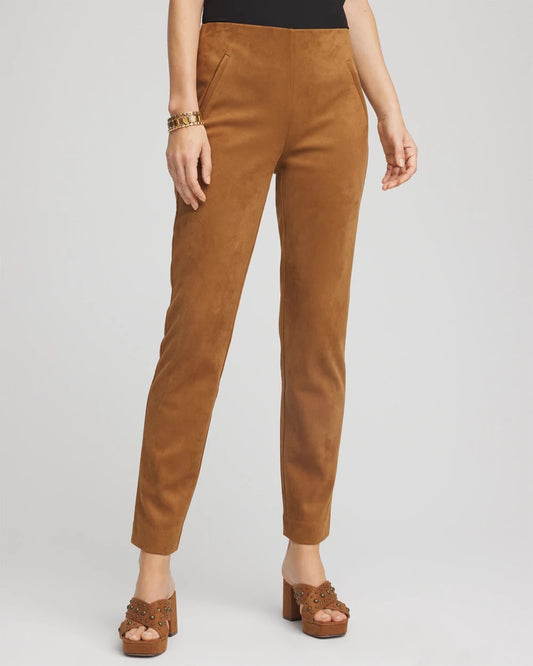 Chico's Women | Faux Suede Juliet Slim Ankle Pants BURNT SIENNA