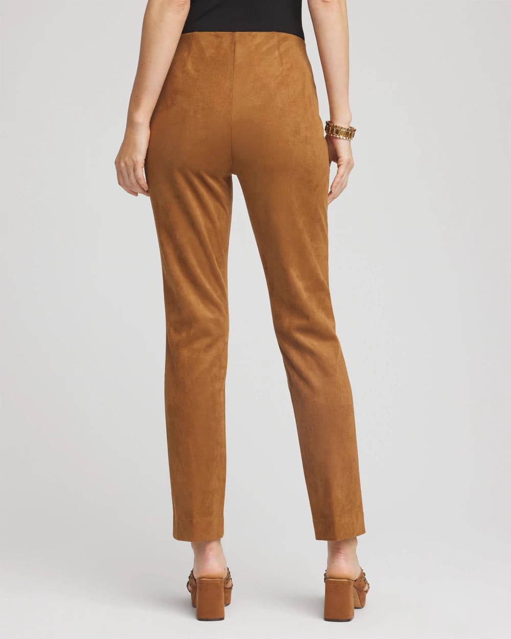 Chico's Women | Faux Suede Juliet Slim Ankle Pants BURNT SIENNA
