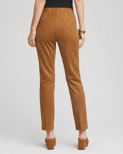 Chico's Women | Faux Suede Juliet Slim Ankle Pants BURNT SIENNA