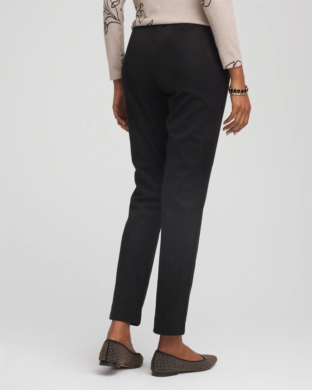 Chico's Women | Faux Suede Juliet Slim Ankle Pants BLACK