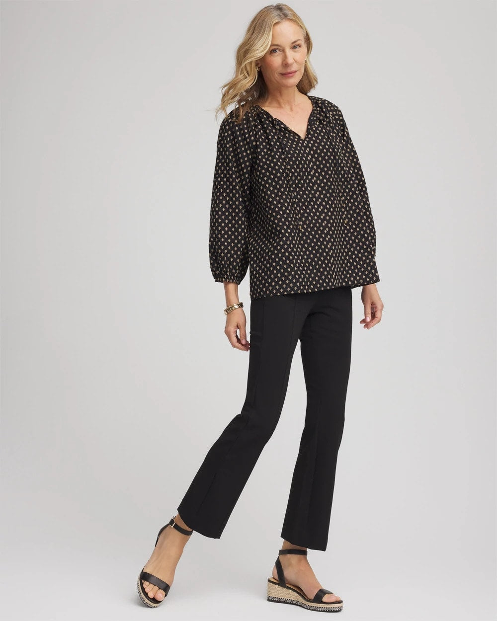 Chico's Women | Lightweight Juliet Flared Ankle Pants BLACK