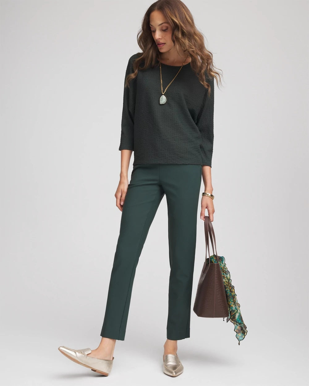 Chico's Women | Lightweight Juliet Straight Ankle Pants DARKEST SPRUCE