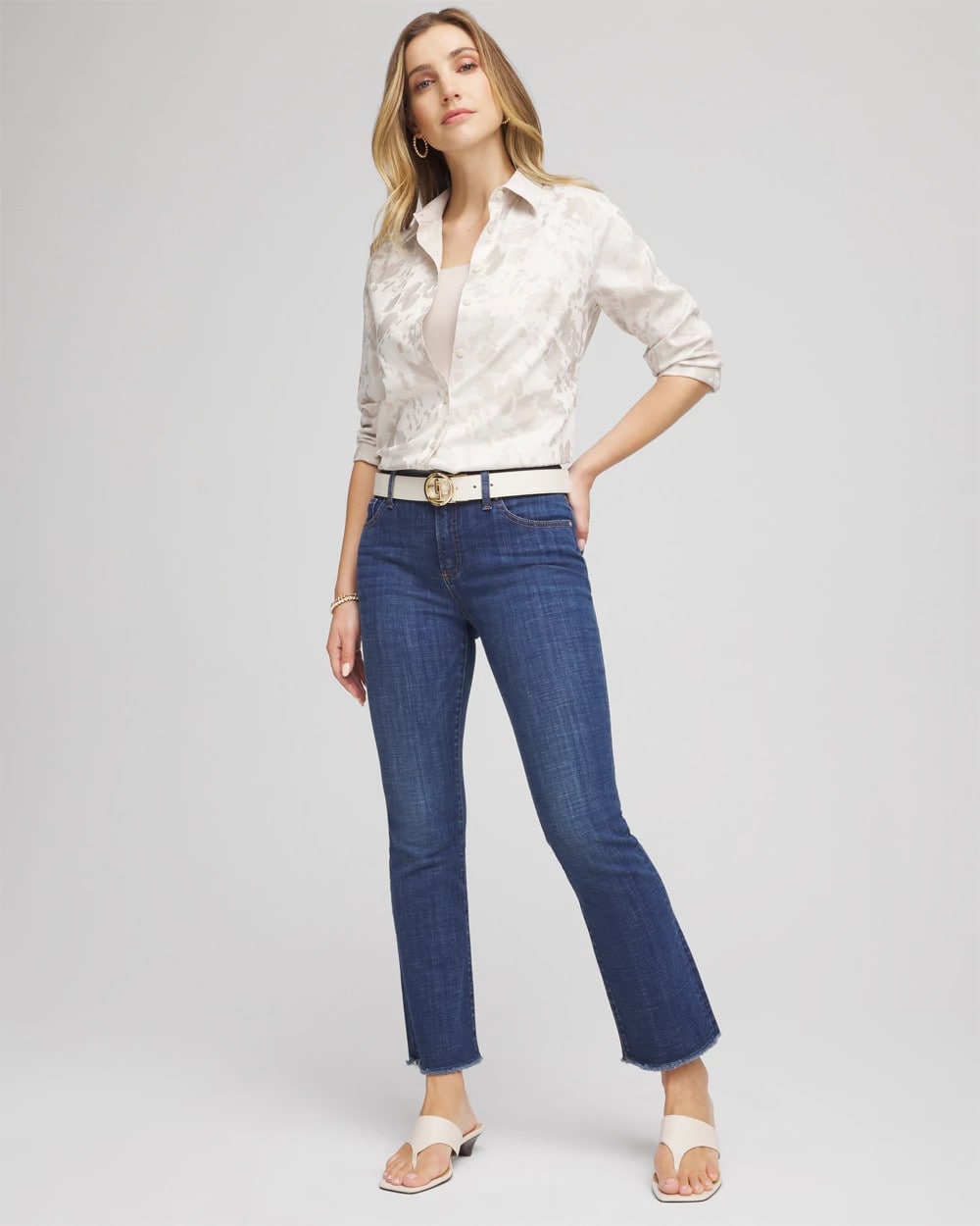 Chico's Women | Girlfriend Fray Hem Kick Flare Jeans CARINA INDIGO