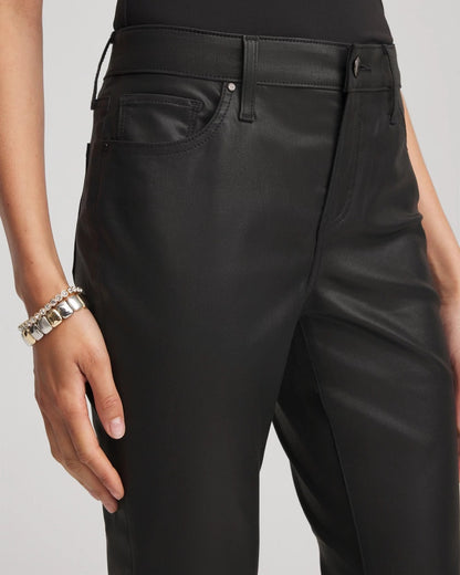 Chico's Women | Coated Girlfriend Cropped Flared Jeans BLACK